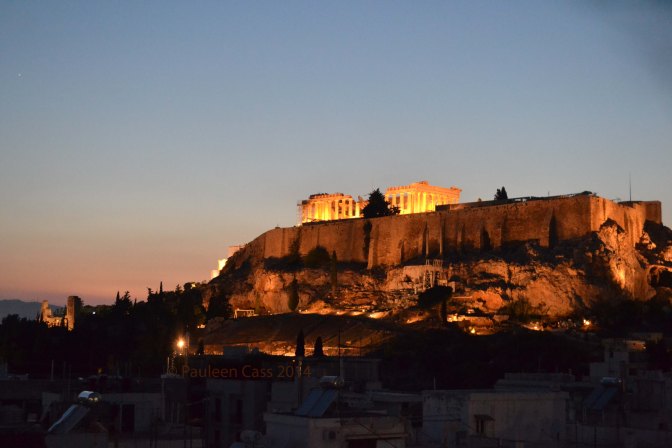 View of the Acropolis from our hotel in Athens.